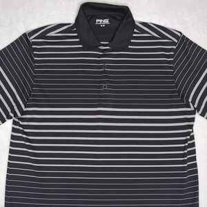 Ping‎ Shirt Men's Medium Black Striped Short Sleeve Polo Golf Casual Sensor Cool